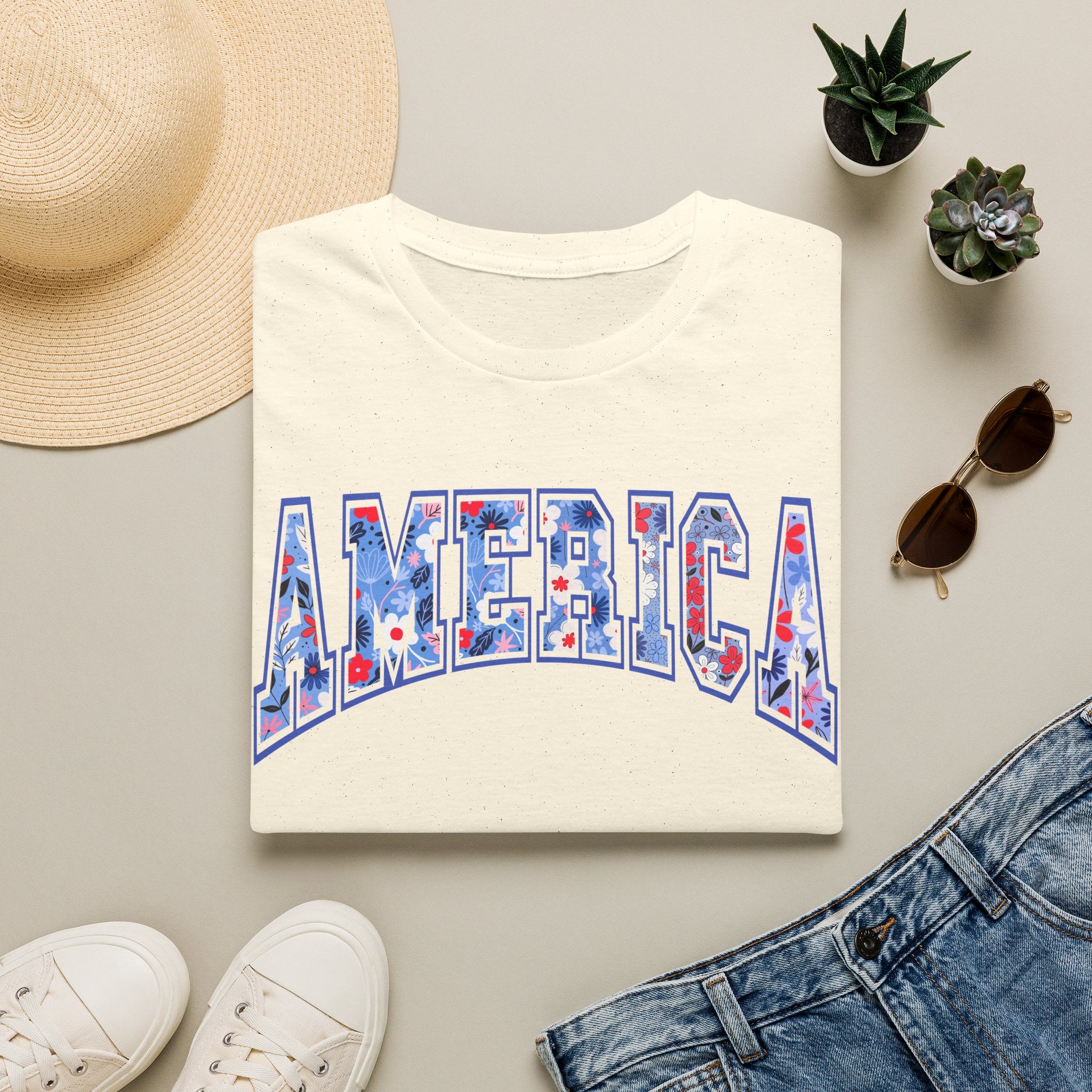 American Floral 4th of July Tee