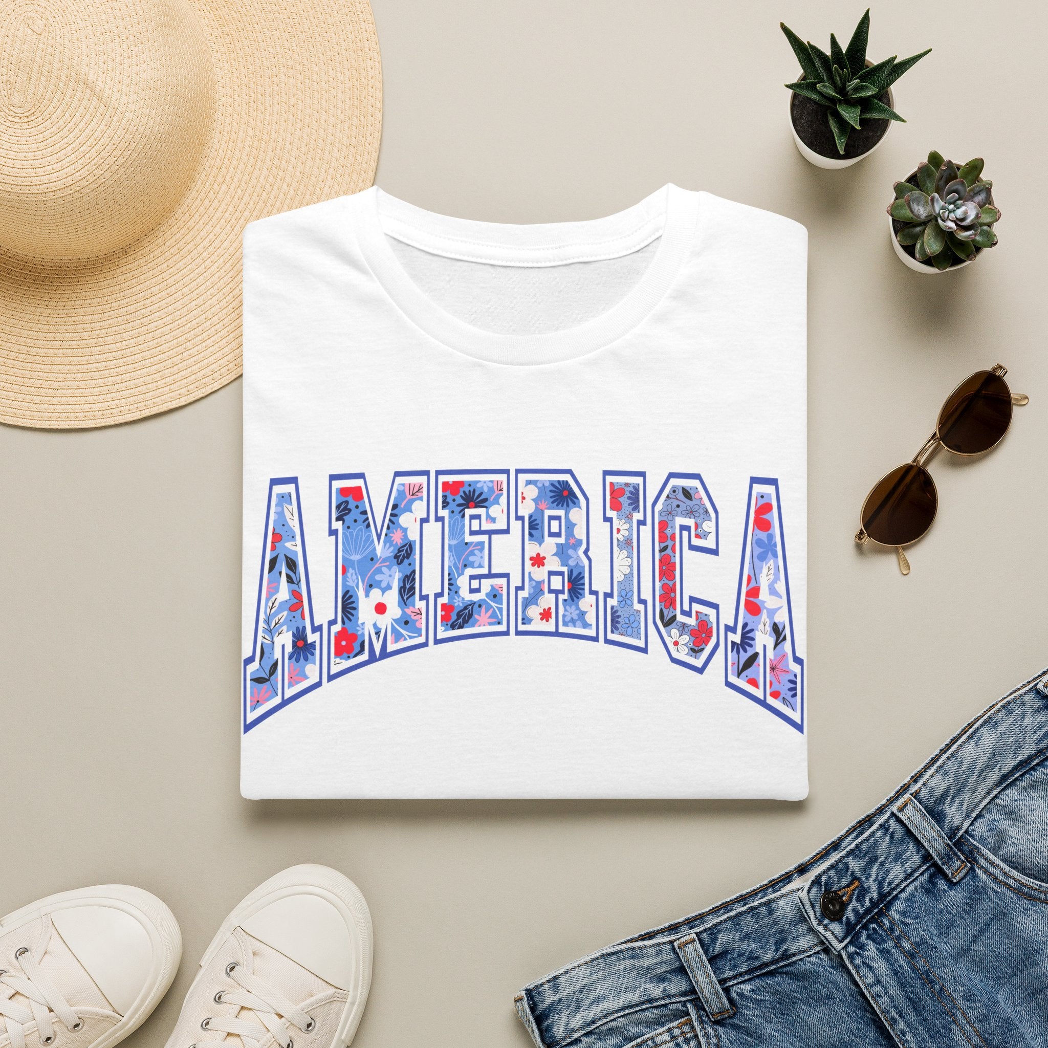 American Floral 4th of July Tee