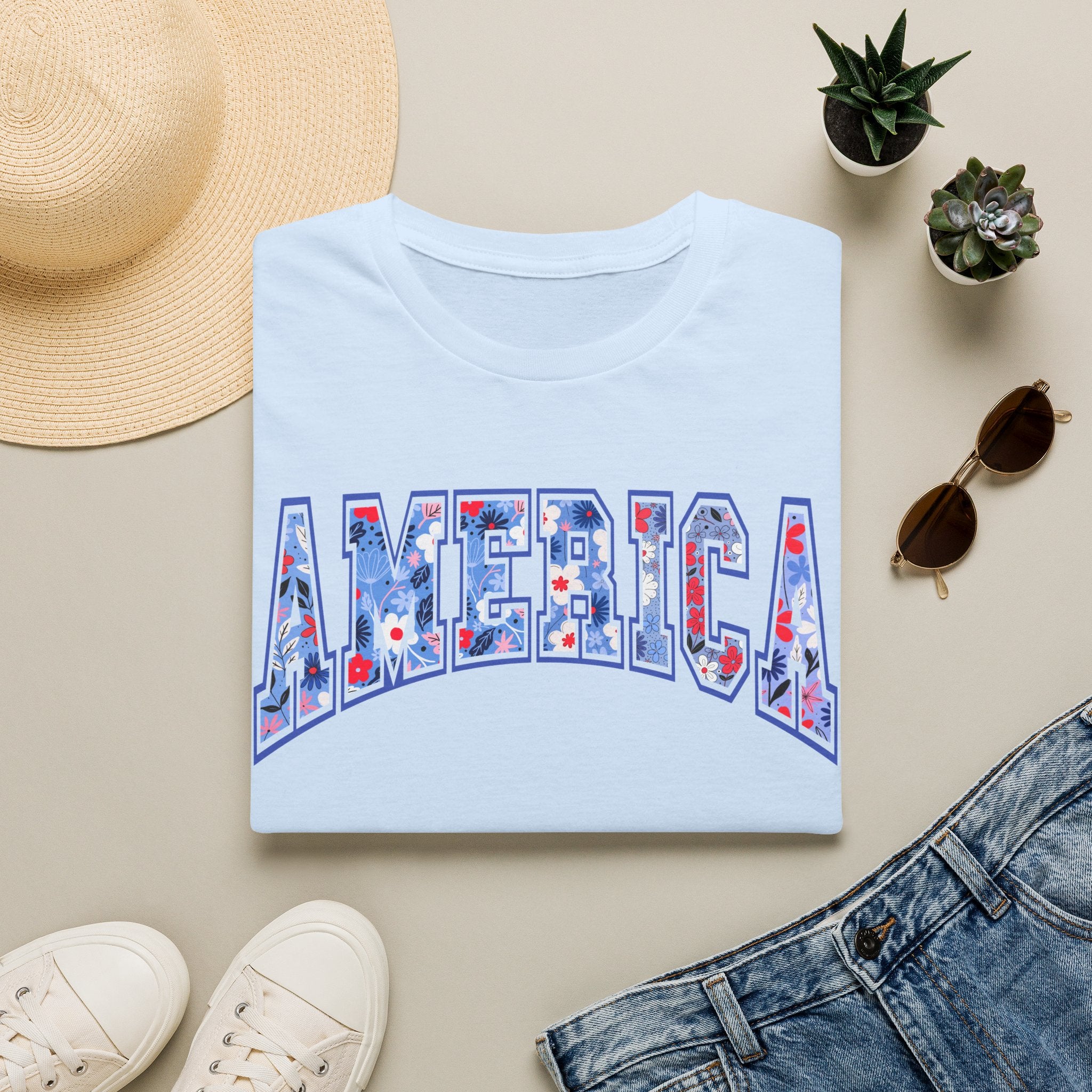 American Floral 4th of July Tee